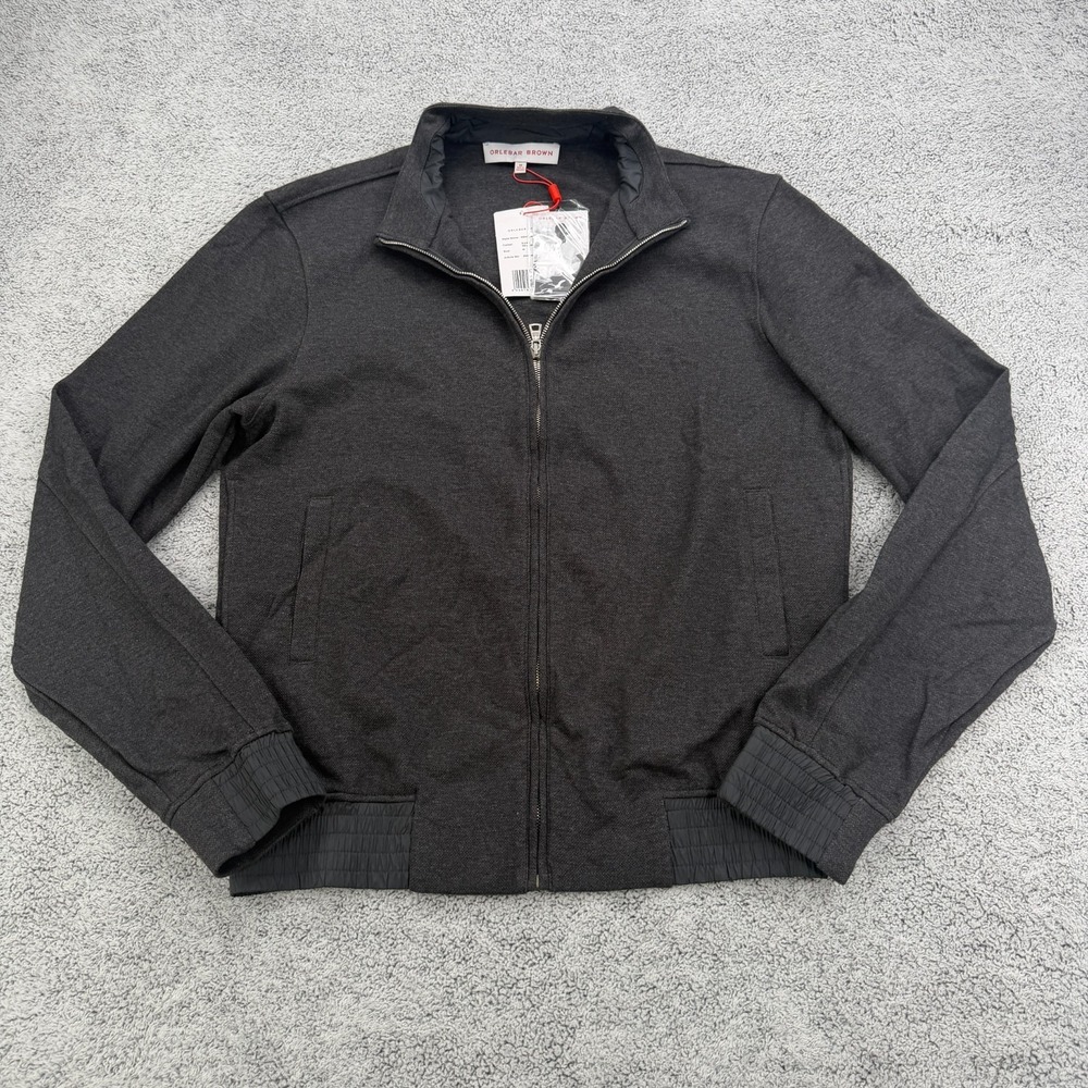 Orlebar Brown Kenton Jacket Mens Medium Charcoal Gray Full Zip Pocket Mockneck